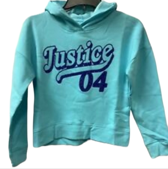Justice Other - Justice Glitter Branded Fleece Hoodie In Bluebird Size Medium New With Tag